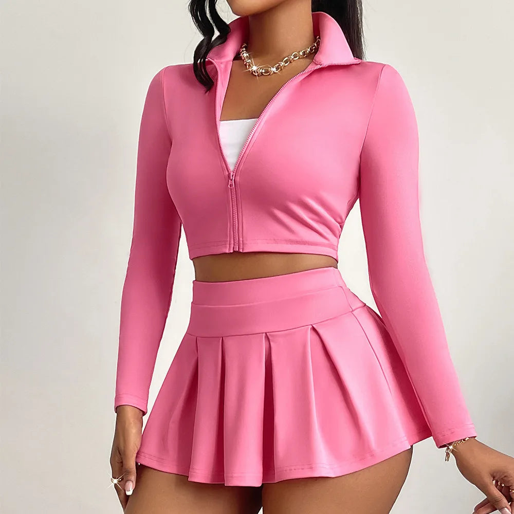 Sweet Rush Zip Jacket & Mini Skirt Set.