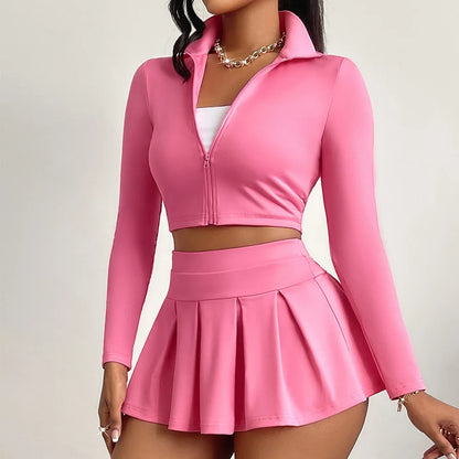 Sweet Rush Zip Jacket & Mini Skirt Set.