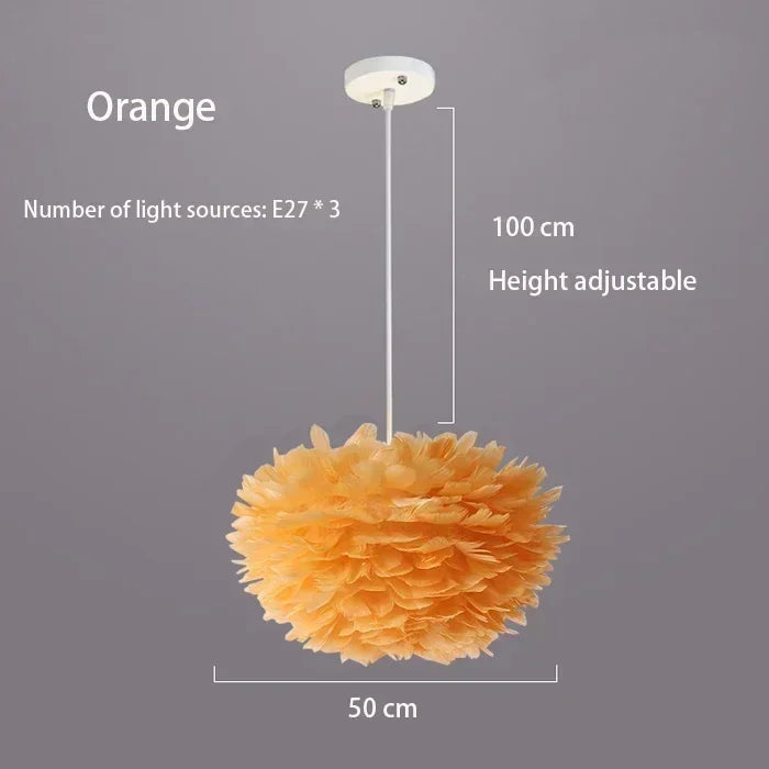 Autumn Aura Feather Chandelier – Nordic Pinecone Glow for Cozy Bedrooms & Chic Dining Spaces
