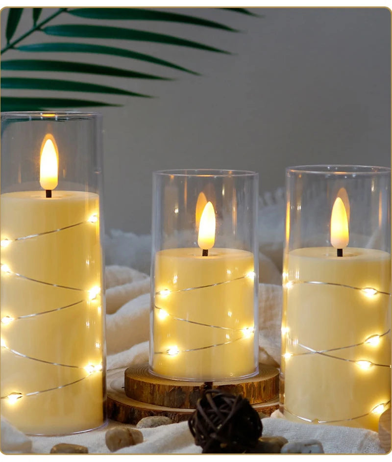 Autumn Glow Flameless LED Candle Set – Star String Lights for Cozy Fall Nights & Festive Décor