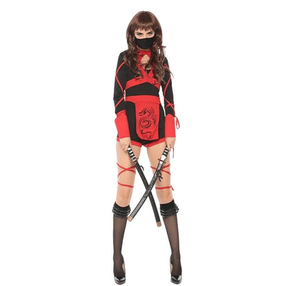 Shadow Slayer Ninja Set – Sexy Red or Blue Cosplay Jumpsuit with Belt Detail