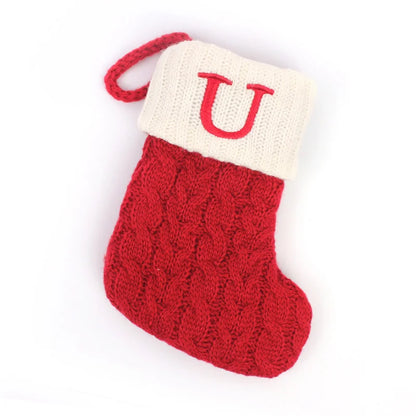 Cozy Knit Christmas Stocking – Mini Alphabet Hanging Boot Ornament