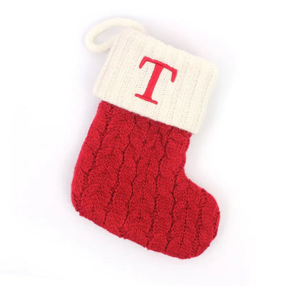 Cozy Knit Christmas Stocking – Mini Alphabet Hanging Boot Ornament