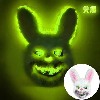 LED Bunny Horror Mask – Light-Up Scary Rabbit Face Cosplay for Halloween Party & Raves