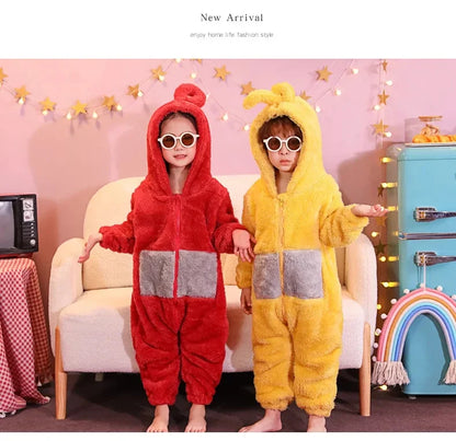 ✨ Colorful Teletubbies Halloween Costume Set – Fun Unisex Cosplay Outfit for Adults & Kids