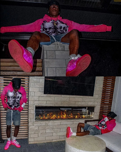 Urban Chaos Y2K Tracksuit – Hot Pink & Black Graphic Streetwear Set