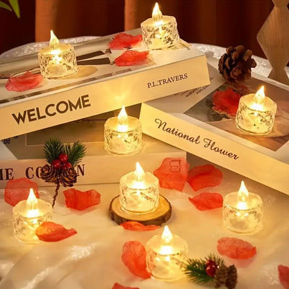 Golden Glow Crystal LED Candle Set – 3pcs Flameless & Elegant Autumn Décor Lights