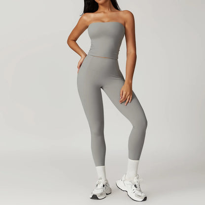 ElevateFit 2-Piece Yoga Set: High-Waist Leggings & Bell-Bottoms Sports Bra for Women - Fitness Tracksuit Activewear