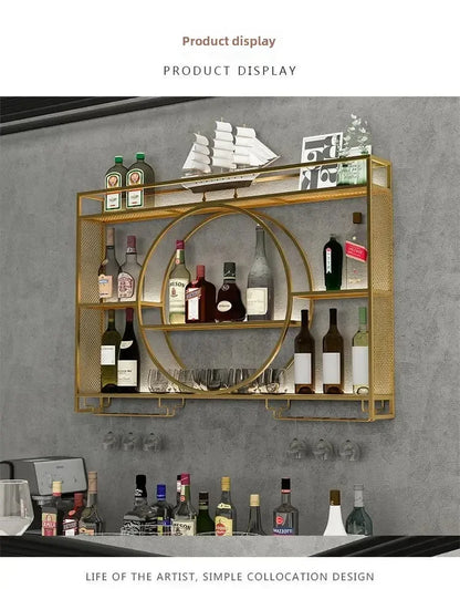 Wall Mount Wine Rack Bottle Wine Bar Cabinet Holder Adapt Single Miniature Black Cup Glass Storage Wine Cabinet Decor Szafeczki