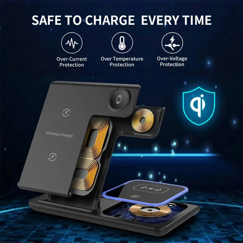 Ultimate 3-in-1 Wireless Charger for iPhone, Apple Watch & AirPods – Fast 15W Dock Station