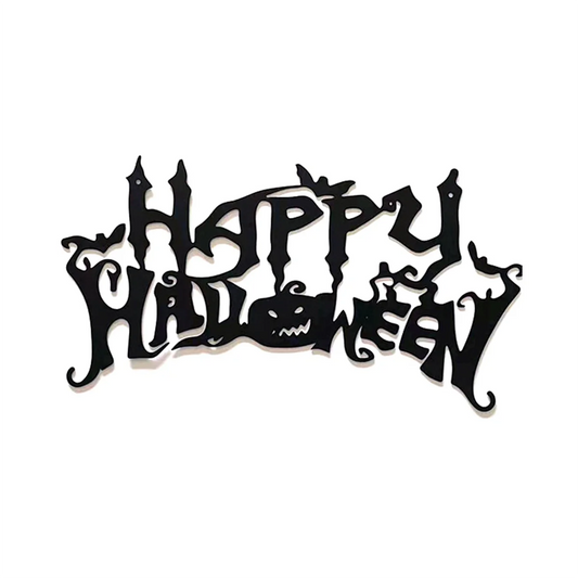Haunted Charm Halloween Wall Sign – Spooky Wooden Art Decor for Home & Living Room
