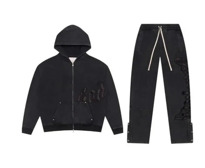 Harajuku Hip Hop Letter Embroidery High Quality Sportswear Set Y2k Zipper Hoodie Sweatpants 2-piece Set Tracksuit Jogger Suit