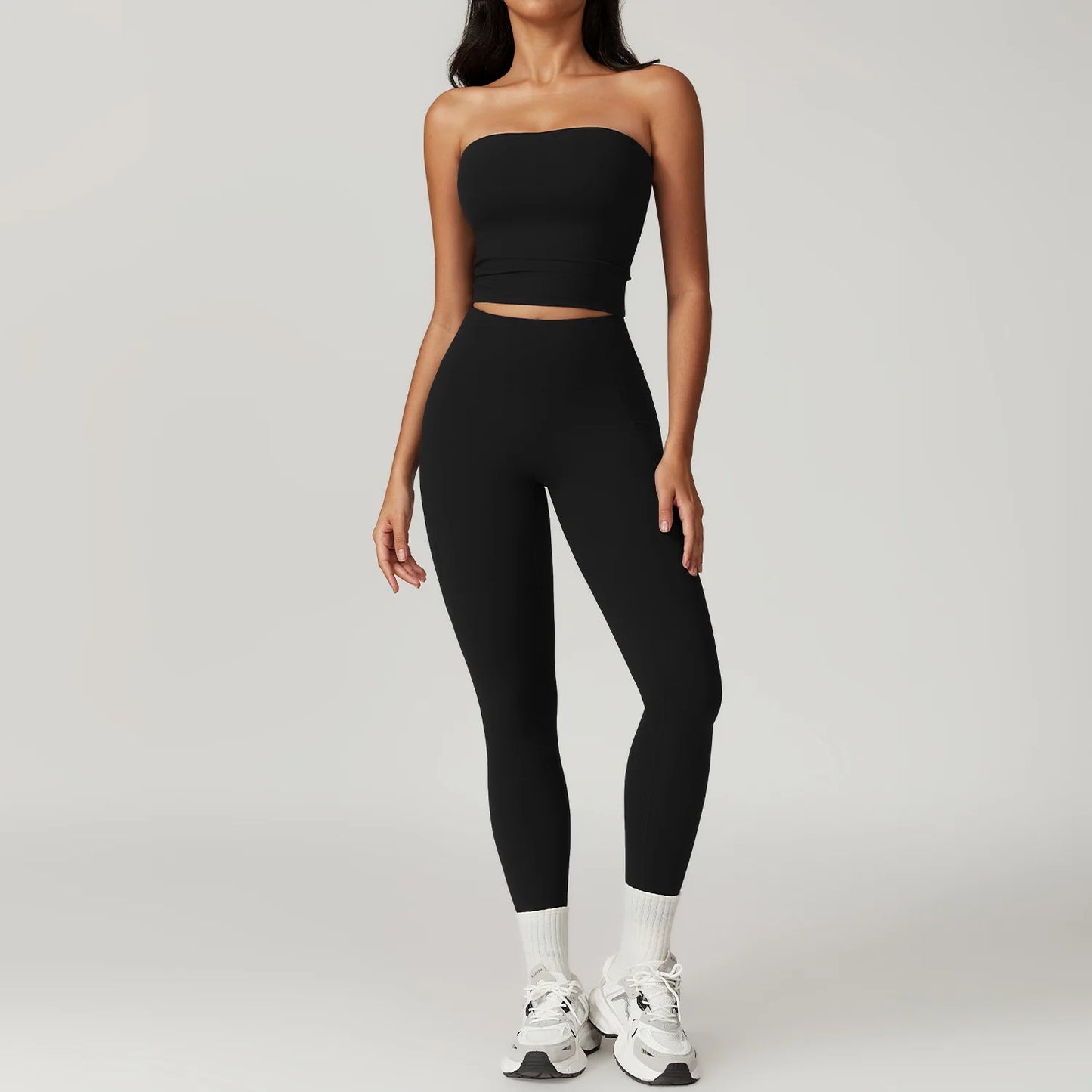 ElevateFit 2-Piece Yoga Set: High-Waist Leggings & Bell-Bottoms Sports Bra for Women - Fitness Tracksuit Activewear