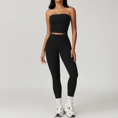 ElevateFit 2-Piece Yoga Set: High-Waist Leggings & Bell-Bottoms Sports Bra for Women - Fitness Tracksuit Activewear