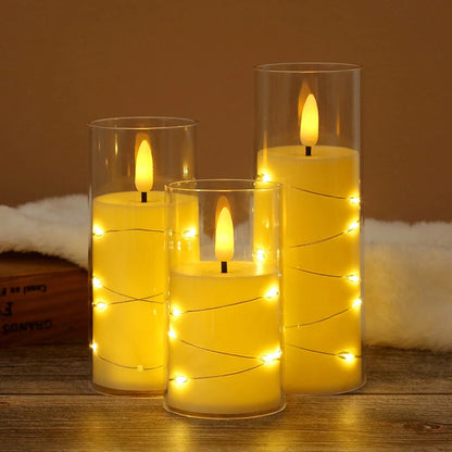 Autumn Glow Flameless LED Candle Set – Star String Lights for Cozy Fall Nights & Festive Décor