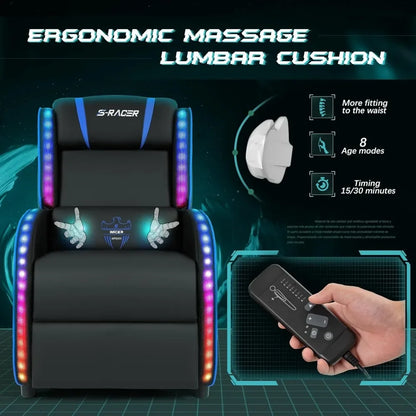 Ultimate LED Gaming Massage Recliner – Comfort Meets Style for Gamers & Home Theater Lovers!