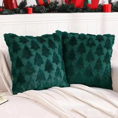 Runtow 45×45cm Christmas Tree Velvet Pillow Covers – Festive Holiday Cushion Decor