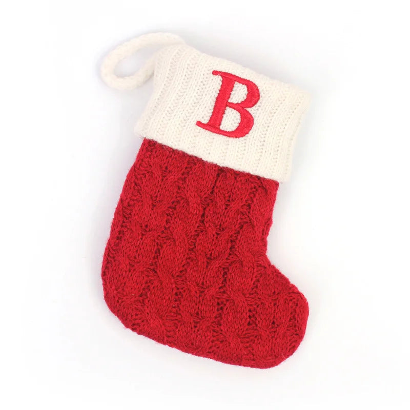 Cozy Knit Christmas Stocking – Mini Alphabet Hanging Boot Ornament
