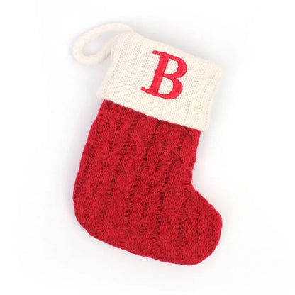 Cozy Knit Christmas Stocking – Mini Alphabet Hanging Boot Ornament
