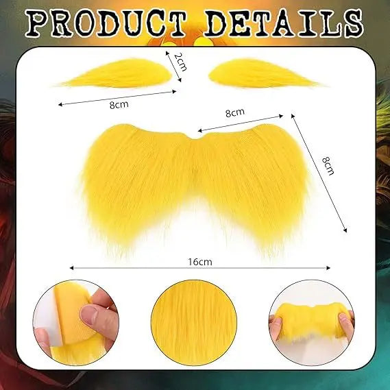 Orange Prisoner Costume Set – Funny Halloween Jumpsuit with Moustache & Eyebrow Wig for Kids & Adults