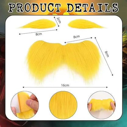 Orange Prisoner Costume Set – Funny Halloween Jumpsuit with Moustache & Eyebrow Wig for Kids & Adults