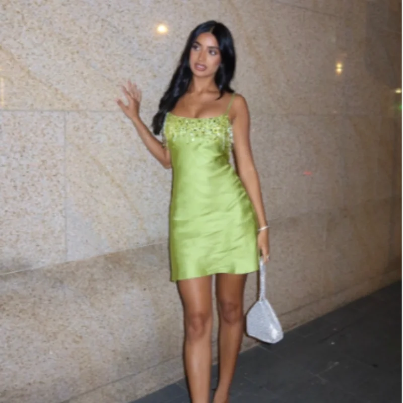 The Lime Light Dress – Sequin Mini Vacation Dress