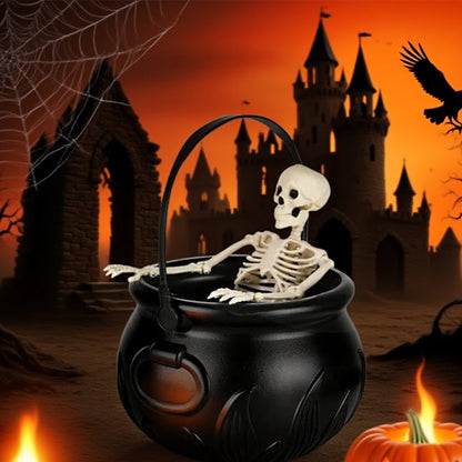 Halloween WitchCauldron with LED Light & Fog Mist Maker Skeleton Decor for Spooky Hocus Pocus Party, Home, Halloween Party