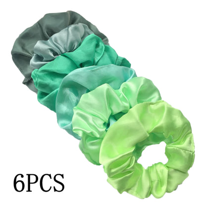 6-Pack Luxury Satin Scrunchies — Soft Silk-Like Hair Ties for Everyday Beauty & Self-Care