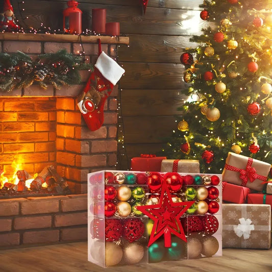 Trendy Wonderland™ 101-Piece Shatterproof Christmas Ornament Set – Ultra-Glam Tree Balls Collection