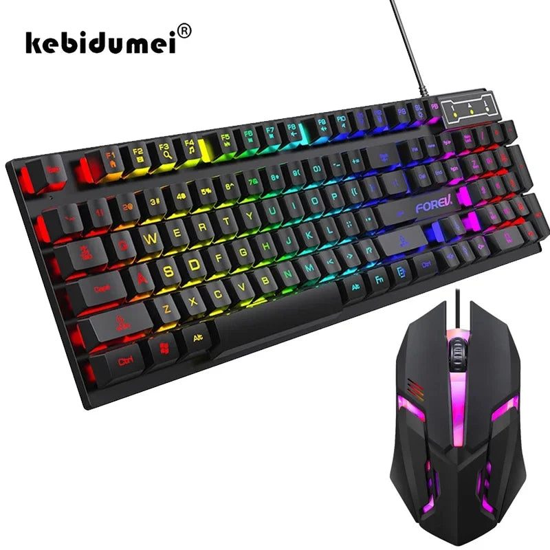 RGB Backlit Mechanical Gaming Keyboard & Mouse Set – Waterproof, Ultra-Responsive, and Built for Gamers & Workstations