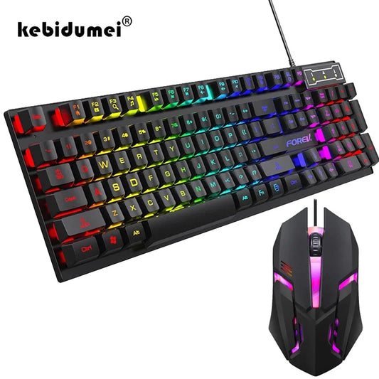 RGB Backlit Mechanical Gaming Keyboard & Mouse Set – Waterproof, Ultra-Responsive, and Built for Gamers & Workstations