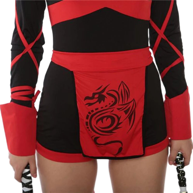 Shadow Slayer Ninja Set – Sexy Red or Blue Cosplay Jumpsuit with Belt Detail
