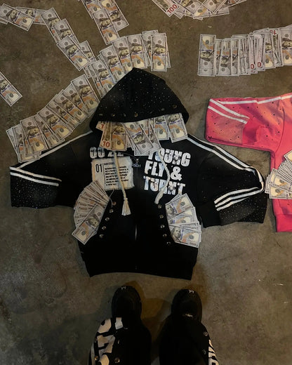 Retro Y2K Patchwork Hoodie & Sweatpants Set – Unisex Streetwear Vibes