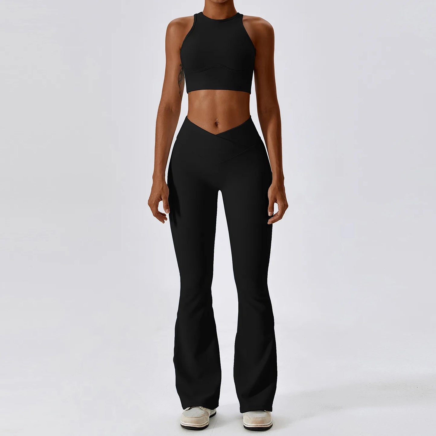 EmpowerFit 2-Piece Seamless Yoga Set: High-Waist Leggings & Push-Up Sports Bra