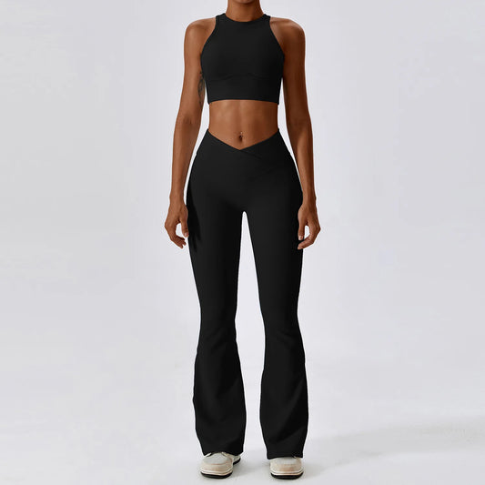 EmpowerFit 2-Piece Seamless Yoga Set: High-Waist Leggings & Push-Up Sports Bra