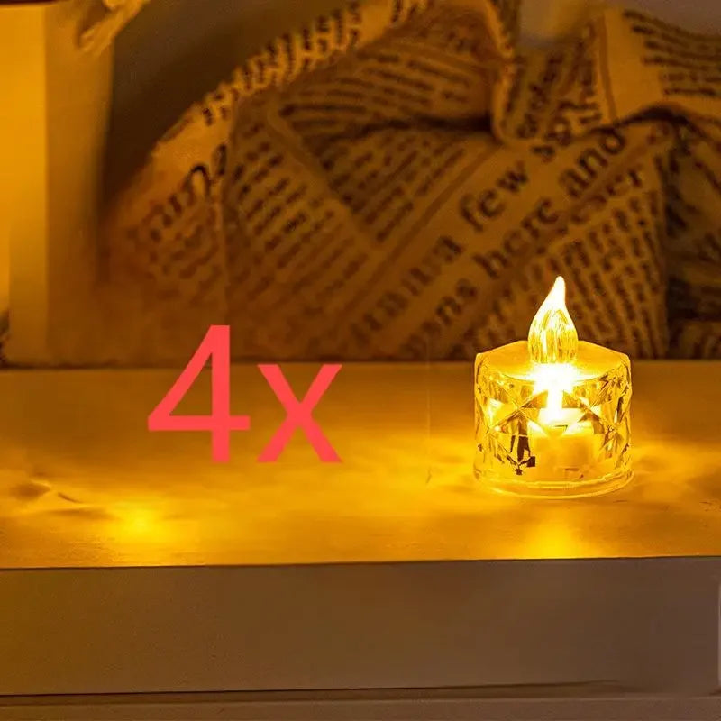Golden Glow Crystal LED Candle Set – 3pcs Flameless & Elegant Autumn Décor Lights