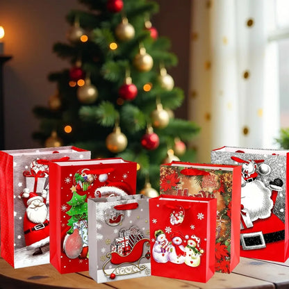 3D Christmas Gift Bags – Extra-Hard Cardstock Holiday Treat & Gift Boxes (Bulk Set)