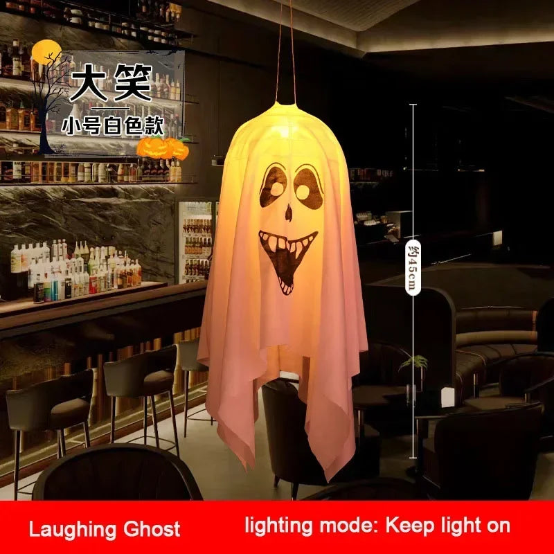 Halloween Party LED Glow Ghost Home Indoor Outdoor Decoration Supplies 2024 Haunted House Bar Hanging Horror Props with Lights