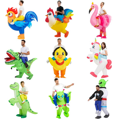 ✨ Inflatable Dinosaur & Animal Ride-On Costume – Funny Halloween Party Cosplay Suit for Adults