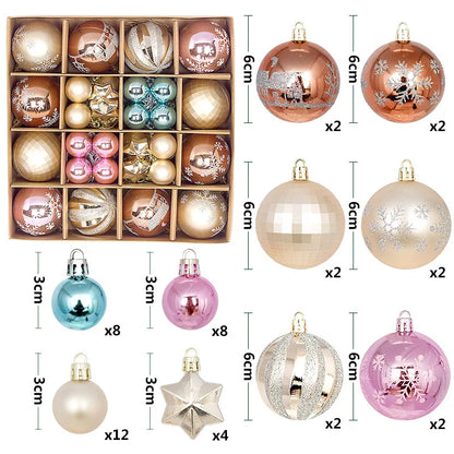 44-Piece Christmas Ornament Set – 6cm Shatterproof Balls in Premium Holiday Color Themes