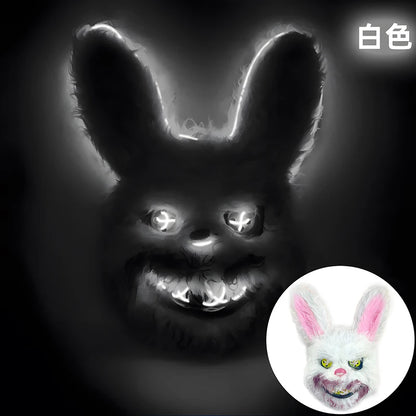 LED Bunny Horror Mask – Light-Up Scary Rabbit Face Cosplay for Halloween Party & Raves