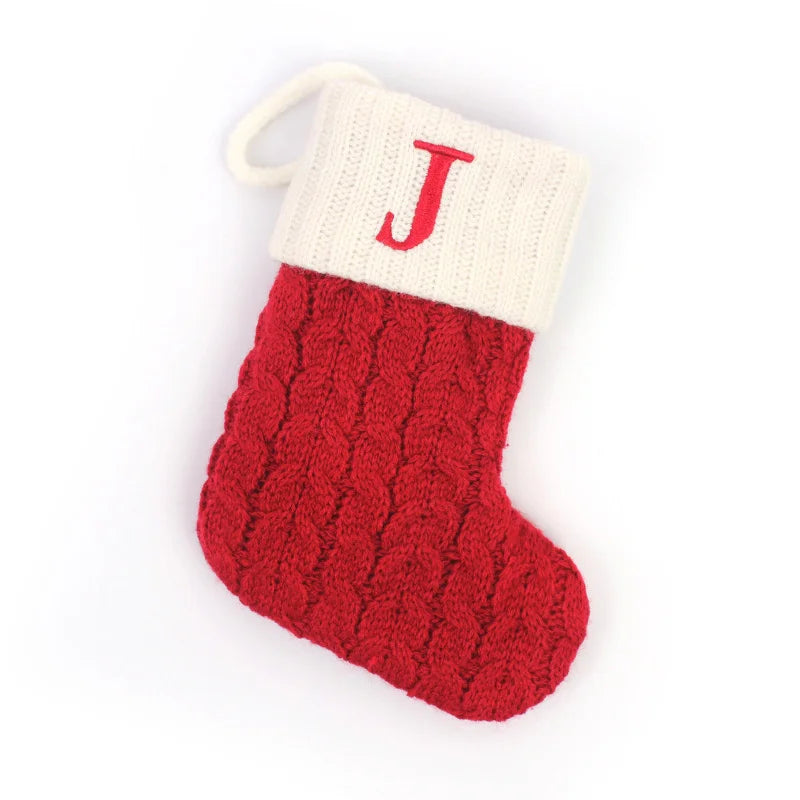 Cozy Knit Christmas Stocking – Mini Alphabet Hanging Boot Ornament