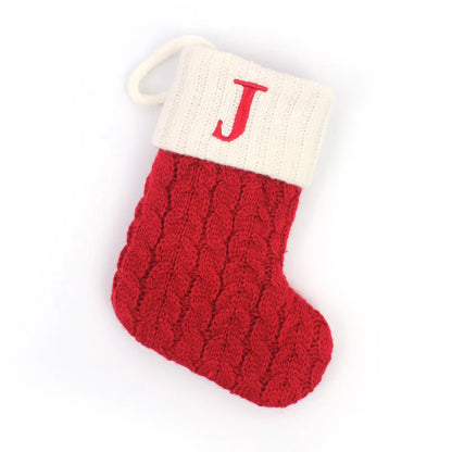 Cozy Knit Christmas Stocking – Mini Alphabet Hanging Boot Ornament