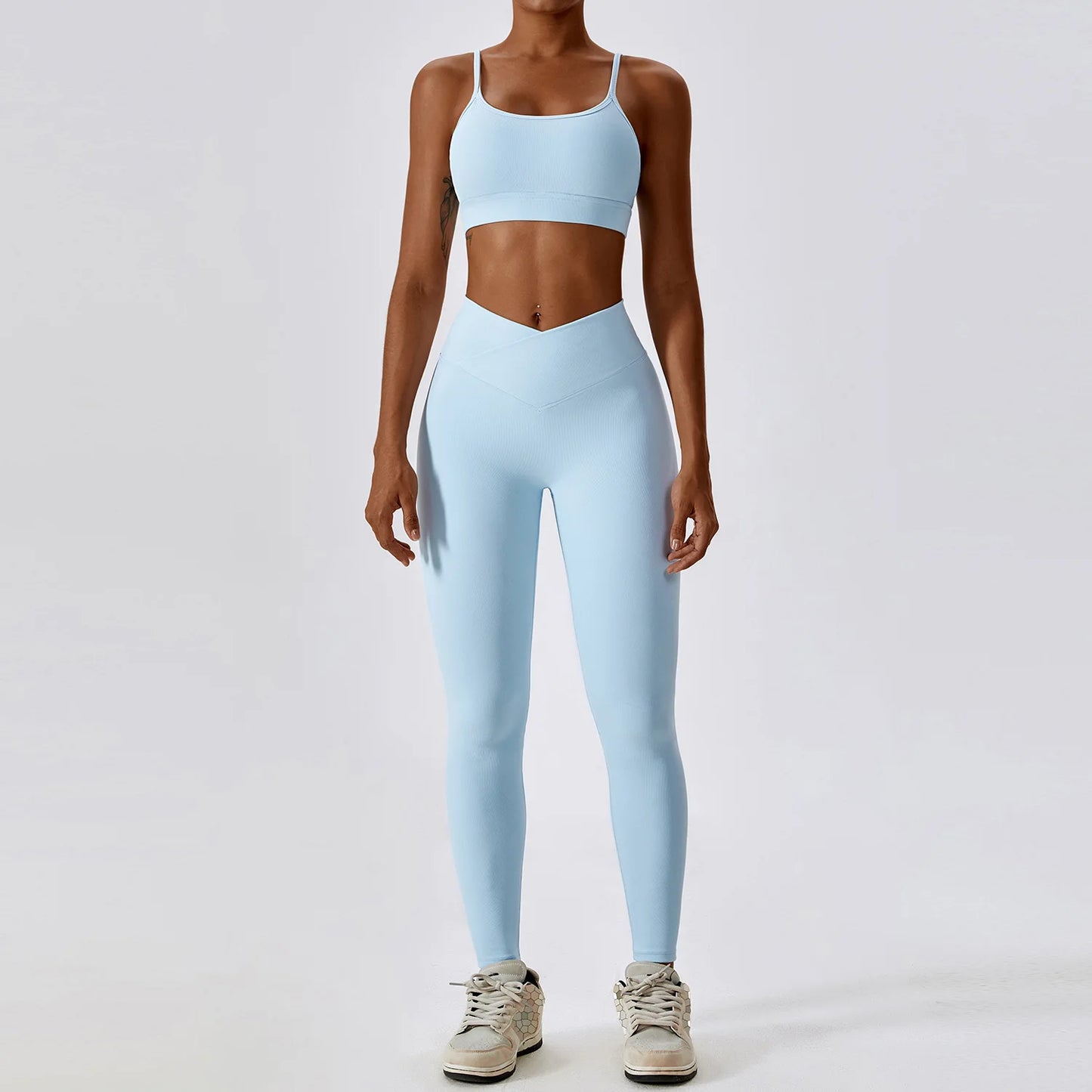 EmpowerFit 2-Piece Seamless Yoga Set: High-Waist Leggings & Push-Up Sports Bra