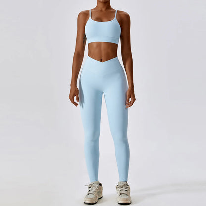 EmpowerFit 2-Piece Seamless Yoga Set: High-Waist Leggings & Push-Up Sports Bra