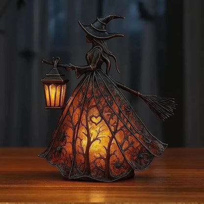 Halloween Witch Lamp  Stained Gothic Witch Hat Led Lamp  Spooky Decorative Unique Halloween Party Lighting Decorations Indoor