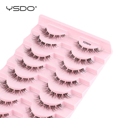 YSDO Half Lash Collection – 3 or 10 Pairs Natural Cat Eye 3D Faux Mink Lashes (Lightweight, Reusable, Soft Glam Finish)
