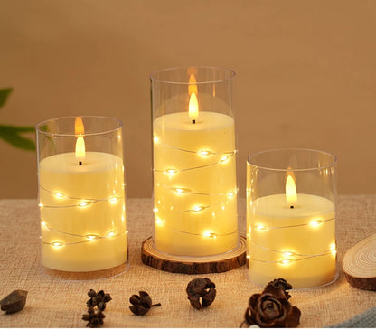 Autumn Glow Flameless LED Candle Set – Star String Lights for Cozy Fall Nights & Festive Décor