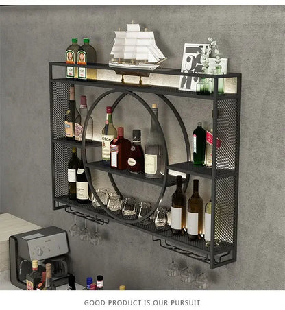 Wall Mount Wine Rack Bottle Wine Bar Cabinet Holder Adapt Single Miniature Black Cup Glass Storage Wine Cabinet Decor Szafeczki