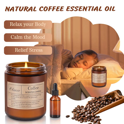 Autumn Luxe Aromatherapy Candle – Hand-Poured Soy in Coffee, Lemon, Wood & Lavender Scents